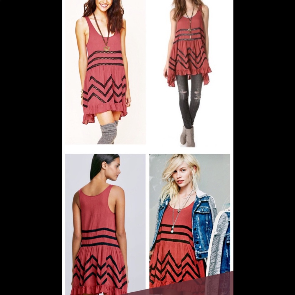 Free People Voile & Lace Trapeze Slip in Rust